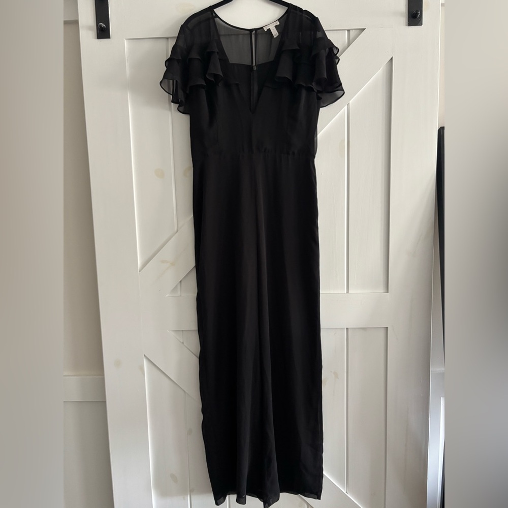 Leith Black Jumpsuit with Ruffle Sleeves